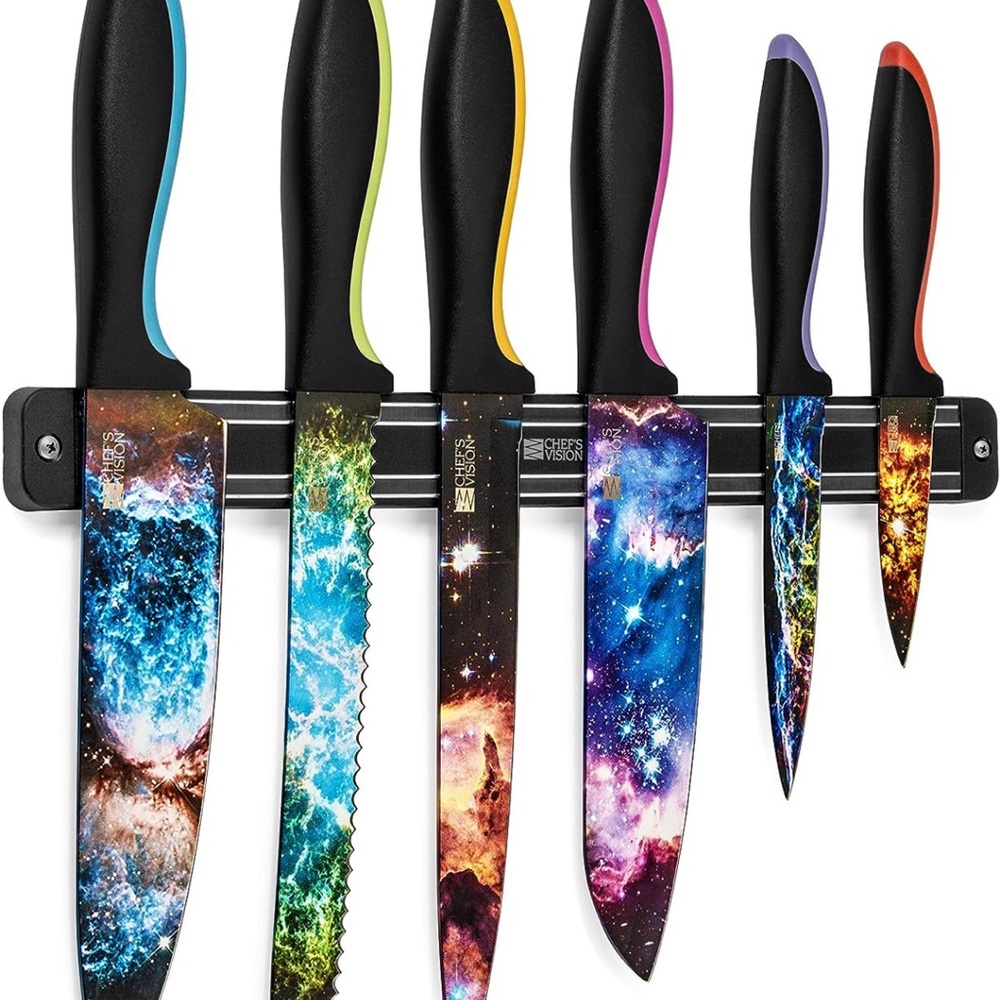 Black Wall-Mounted Magnetic Kitchen Knife Holder - BEHOLD by Chef's Vision